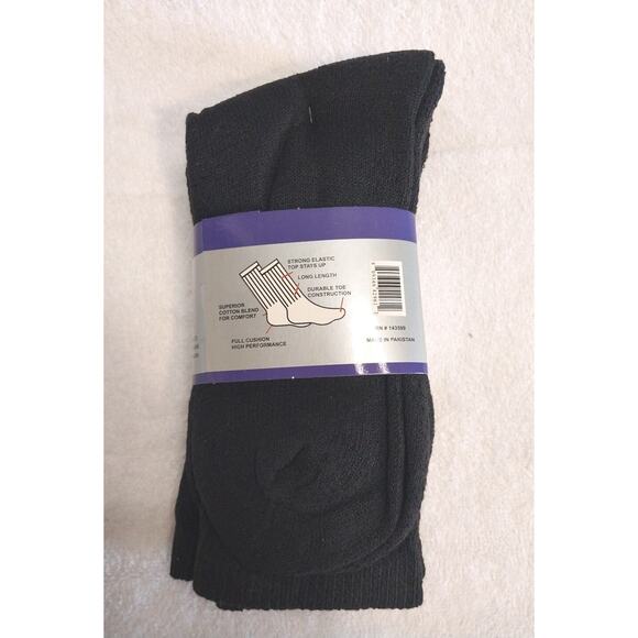 Men's Cotton Athletic Black Sports First Quality Tube Socks Size 9-11 NEW - Picture 3 of 6
